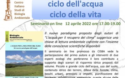 12 aprile 2022: webinar “Ciclo dell’acqua, ciclo della vita”