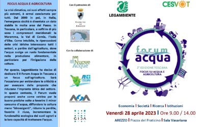 28 aprile 2023 – Arezzo: “Forum Acqua” sulla gestione sostenibile dell’acqua e l’utilizzo in agricoltura